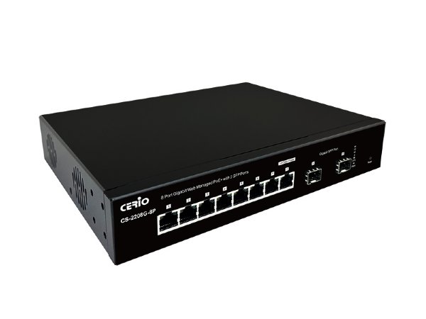 Cerio CS-2208G-8P A3  8 Port 10/100/1000M Gigabit Web Managed PoE+ with 2 SFP Ports ( 160Watt Power )