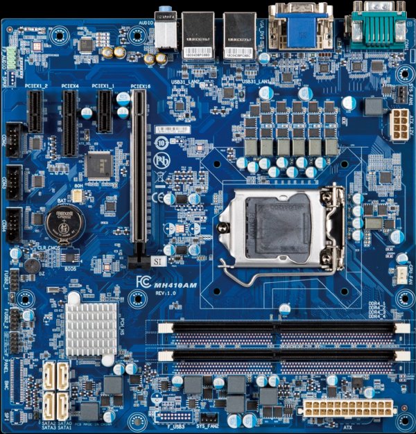 Micro-ATX, H410 Chipset, 10th Gen Core Processors, Dual channel DDR4, PCIe, 4 x COM, 8 x USB, 4 x SATA 6Gb/s