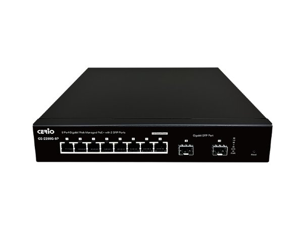 Cerio CS-2208G-8P A3  8 Port 10/100/1000M Gigabit Web Managed PoE+ with 2 SFP Ports ( 160Watt Power )