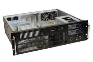 Akiwa GHI-353ST Short Depth 3U Rackmount Chassis - SATA Backplane, 2 x 3.5 front swappable, 500W Single Power