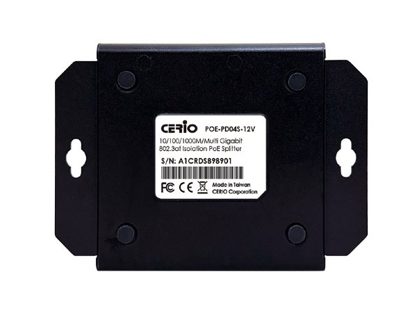 Cerio POE-PD04S-12V 10/100/1000M/Multi Gigabit 802.3at Class4 to DC12V Protective Isolation PoE Splitter