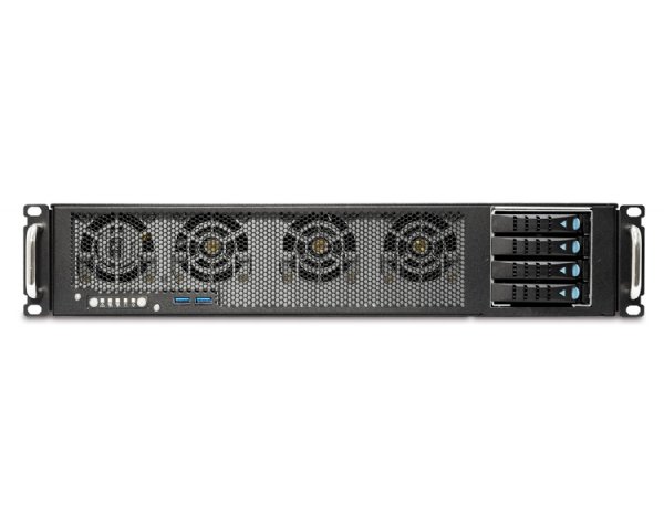 AIC RMC-2E-01 - 2U Edge w/ external 4x 2.5" SATA hot-swap, 4x 6038 fan, Platinum 800W 1+1 Power, 2x full-height slots,1x low profile slot w/o rail