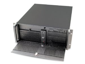 AIC RMC-4S-02 - 4U short depth with fans, aluminum door, full height 7 slot rear panel, USB 3.0, w/o power supply, black
